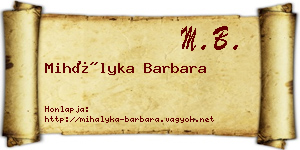 Mihályka Barbara névjegykártya